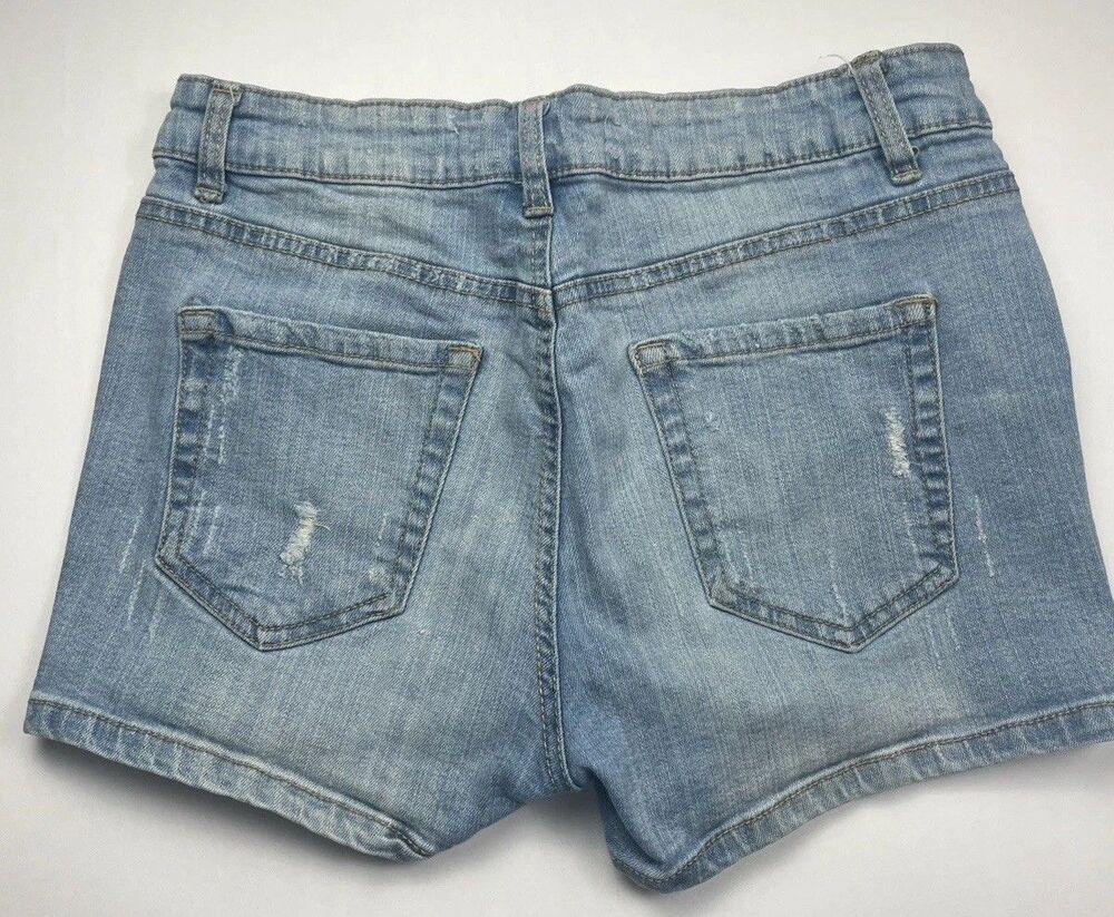 Aeropostale Bluenote Jean Shorts Distressed Ripped Denim Shortie Retro Grunge 27 - Picture 2 of 4